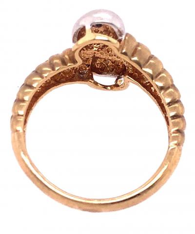 14 Karat Two Tone Gold Matte Finish Fashion Ring