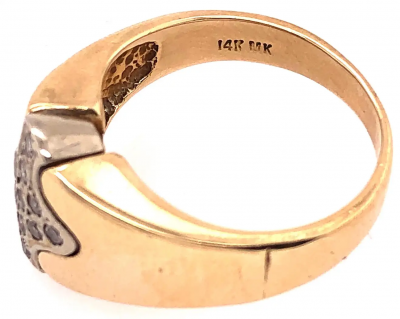 14 Karat Two Tone Yellow and White Gold Ring with Diamond Cluster 0 30 TDW