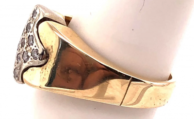 14 Karat Two Tone Yellow and White Gold Ring with Diamond Cluster 0 30 TDW