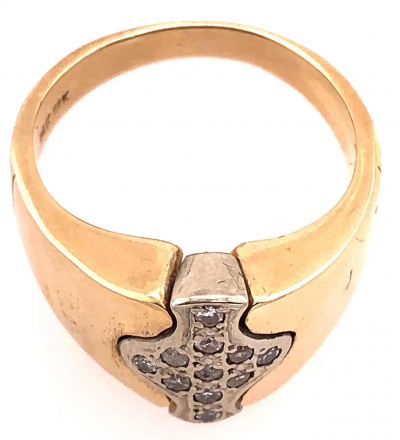 14 Karat Two Tone Yellow and White Gold Ring with Diamond Cluster 0 30 TDW