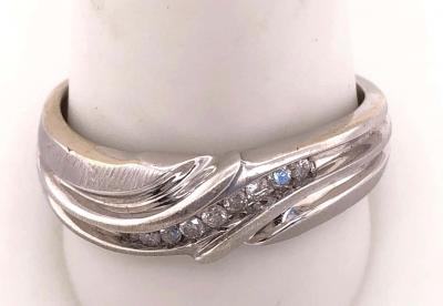 14 Karat White Gold Band Ring Wedding Band 20 Total Diamond Weight