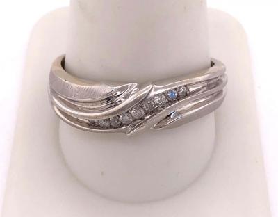 14 Karat White Gold Band Ring Wedding Band 20 Total Diamond Weight