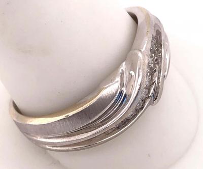14 Karat White Gold Band Ring Wedding Band 20 Total Diamond Weight