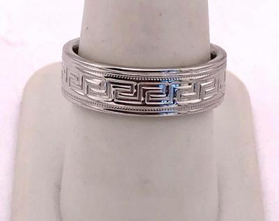 14 Karat White Gold Band Ring Wedding Band Ring Greek Key Design