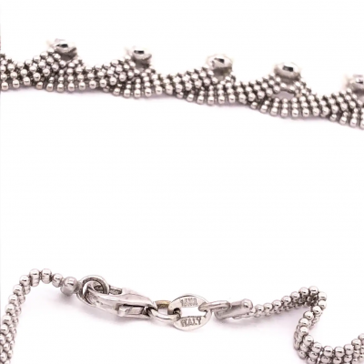 14 Karat White Gold Beaded Necklace