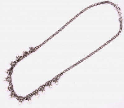 14 Karat White Gold Beaded Necklace