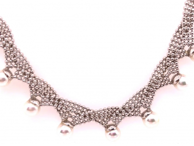 14 Karat White Gold Beaded Necklace