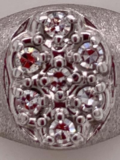 14 Karat White Gold Brushed Finish Diamond Cluster Fashion Ring 1 50 TDW