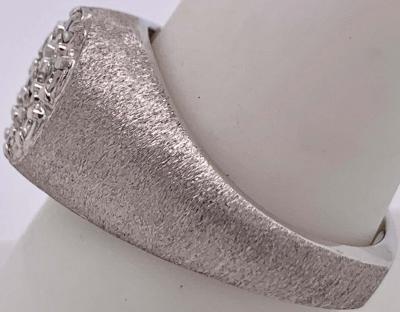 14 Karat White Gold Brushed Finish Diamond Cluster Fashion Ring 1 50 TDW