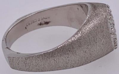 14 Karat White Gold Brushed Finish Diamond Cluster Fashion Ring 1 50 TDW