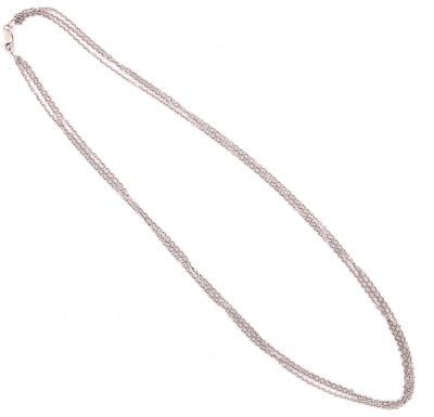 14 Karat White Gold Cable Link Three Strand Necklace