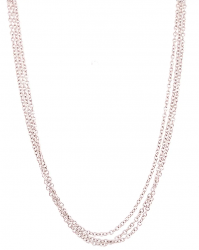 14 Karat White Gold Cable Link Three Strand Necklace