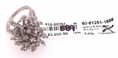 14 Karat White Gold Contemporary Diamond Cluster Ring