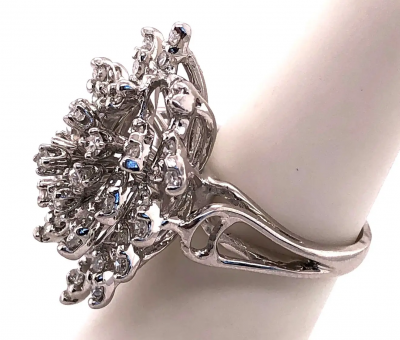 14 Karat White Gold Contemporary Diamond Cluster Ring