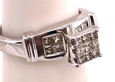 14 Karat White Gold Contemporary Ring 1 00 Total Diamond Weight