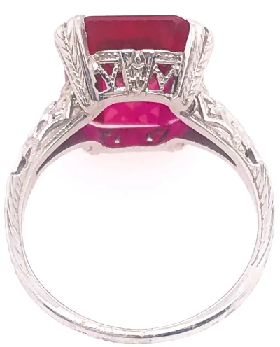 14 Karat White Gold Contemporary Ruby Style Ring