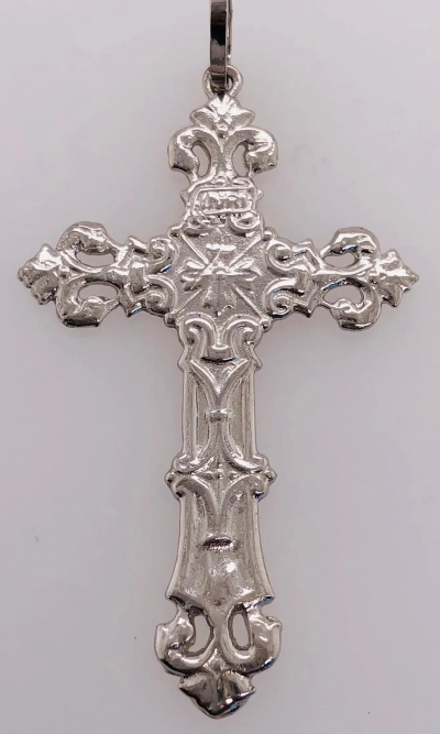 14 Karat White Gold Cross Religious Pendant