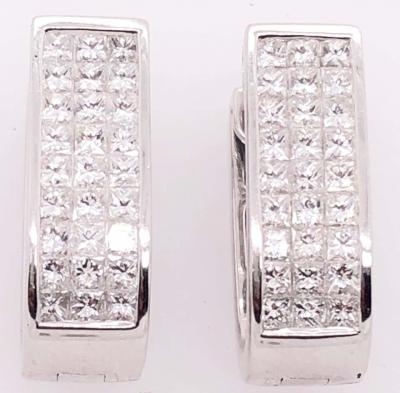 14 Karat White Gold Diamond And Sapphire Reversible Hoop Earrings