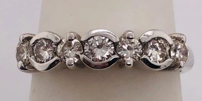 14 Karat White Gold Diamond Band Anniversary Bridal Ring 0 75 TDW