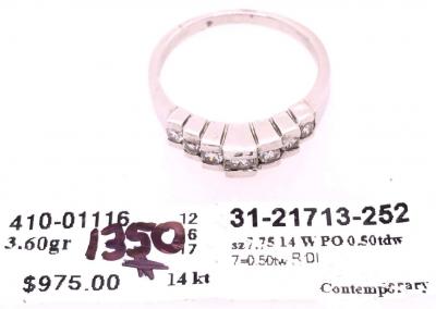 14 Karat White Gold Diamond Half Anniversary Bridal Wedding Ring