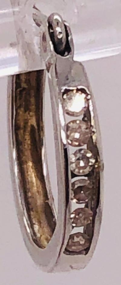 14 Karat White Gold Diamond Half Hoop Earrings