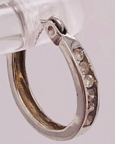 14 Karat White Gold Diamond Half Hoop Earrings