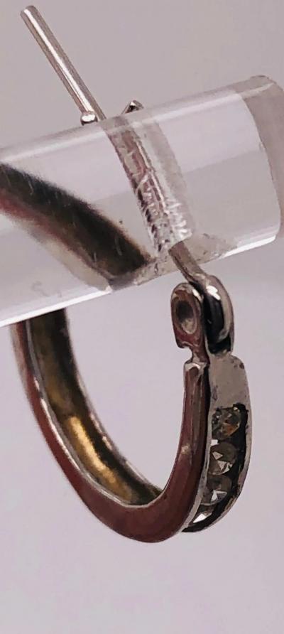 14 Karat White Gold Diamond Half Hoop Earrings