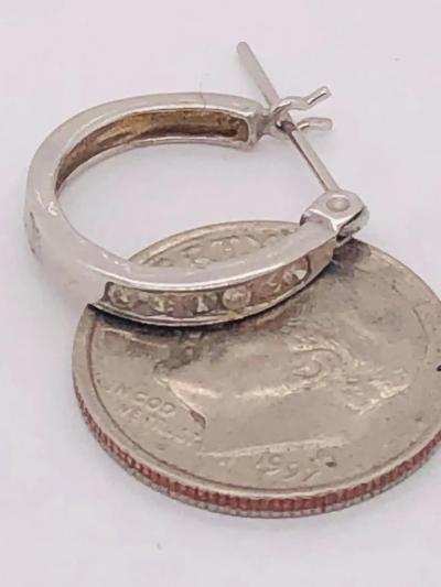 14 Karat White Gold Diamond Half Hoop Earrings