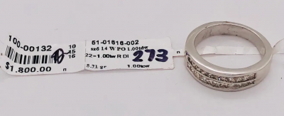 14 Karat White Gold Diamond Wedding Band Anniversary Bridal Ring 1 00 Carat