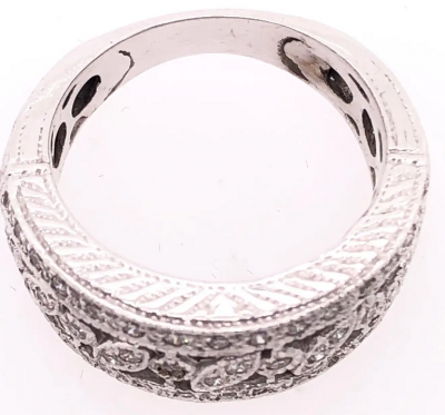 14 Karat White Gold Diamond Wedding Band Bridal Ring