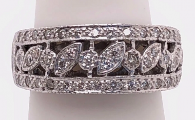 14 Karat White Gold Diamond Wedding Band Bridal Ring