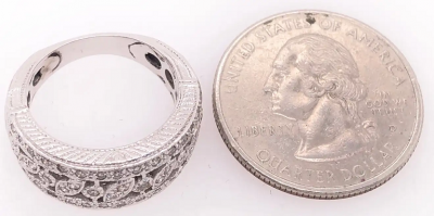 14 Karat White Gold Diamond Wedding Band Bridal Ring