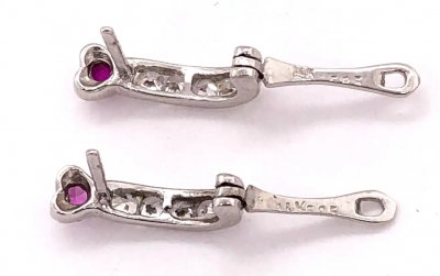 14 Karat White Gold Diamond and Ruby Earrings Latch Back 0 40 TDW