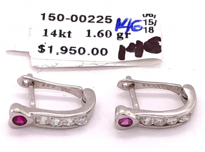 14 Karat White Gold Diamond and Ruby Earrings Latch Back 0 40 TDW