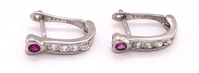 14 Karat White Gold Diamond and Ruby Earrings Latch Back 0 40 TDW