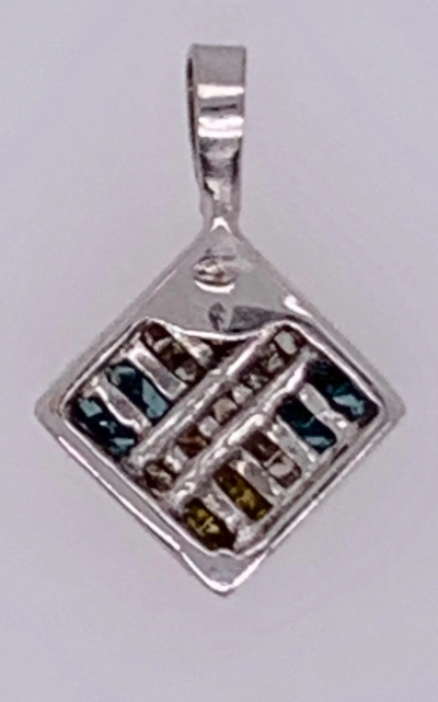 14 Karat White Gold Diamond and Sapphire Pendant