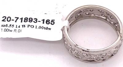 14 Karat White Gold Eternity Wedding Band or Fashion Ring 1 Carat TDW