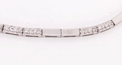 14 Karat White Gold Fancy Link Necklace with Diamonds