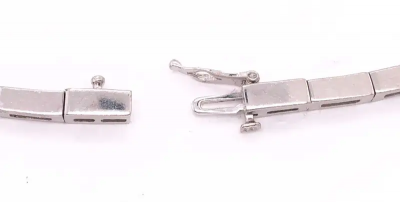 14 Karat White Gold Fancy Link Necklace with Diamonds