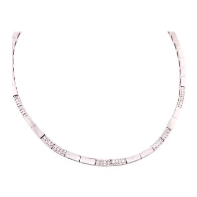 14 Karat White Gold Fancy Link Necklace with Diamonds