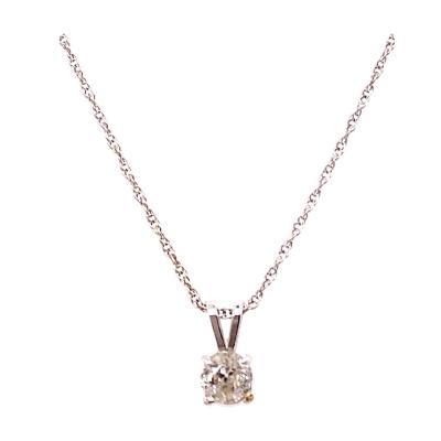 14 Karat White Gold Fancy Necklace with Diamond Round Pendant