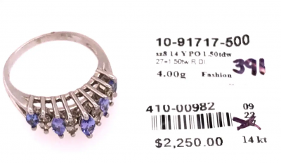 14 Karat White Gold Fashion Diamond and Amethyst Ring 1 50 TDW