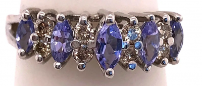 14 Karat White Gold Fashion Diamond and Amethyst Ring 1 50 TDW