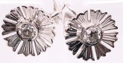 14 Karat White Gold Fashion Non Pierce Earrings with Diamonds