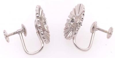 14 Karat White Gold Fashion Non Pierce Earrings with Diamonds
