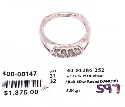 14 Karat White Gold Fashion Wedding Bridal Band Ring with Diamonds