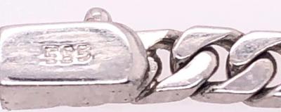 14 Karat White Gold Figaro Amethyst and Diamond Station Necklace