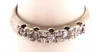 14 Karat White Gold Five Diamond Anniversary Ring Wedding Band 0 35 TDW