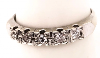 14 Karat White Gold Five Diamond Anniversary Ring Wedding Band 0 35 TDW