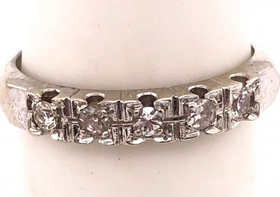 14 Karat White Gold Five Diamond Anniversary Ring Wedding Band 0 35 TDW